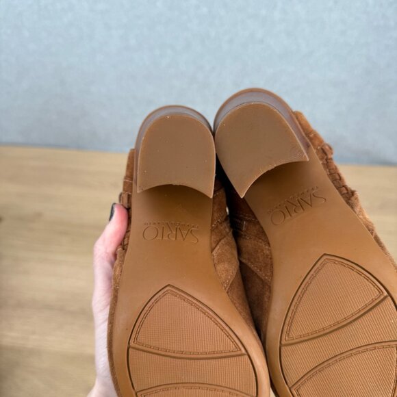 Franco Sarto Womens Sylvania Suede Leather Open Toe Heeled Booties Size 5.5 Boho - Picture 11 of 13